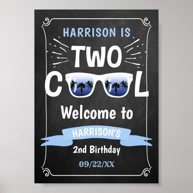 Poster Placa de Boas-Vindas de 2º Aniversário de Dois Gar (Frente)