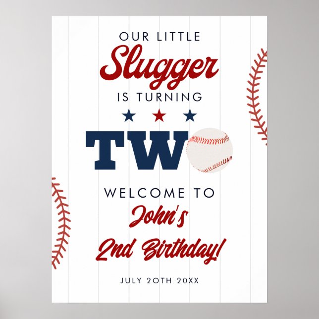 Poster Placa de Boas-Vindas de 2º Aniversário do Slugger  (Frente)
