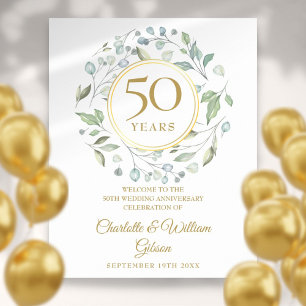 Poster Placa de Boas-Vindas de 50º Aniversário Laurel Gre
