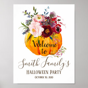 Poster Placa de boas-vindas de abóbora de Halloween