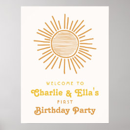 Poster Placa de Boas-Vindas de Aniversário ao Sol