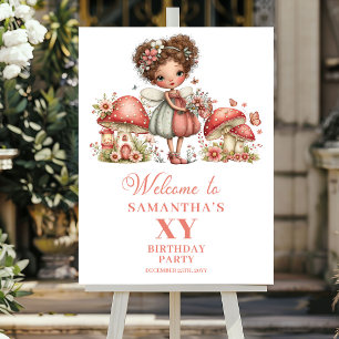 Poster Placa de Boas-Vindas de Aniversário com Flores Cor
