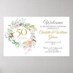 Poster Placa de Boas-Vindas de Aniversário de 50 Anos de 