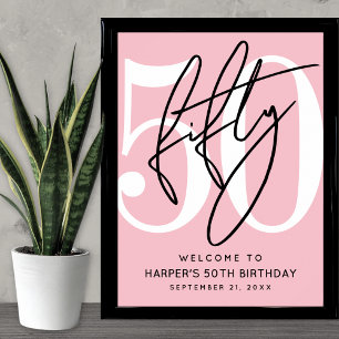 Poster Placa de Boas-Vindas de Aniversário de 50 Anos Ros
