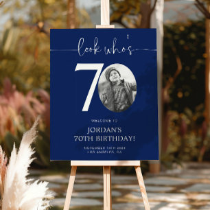 Póster Placa de Boas-Vindas de Aniversário de 70 Anos Azu