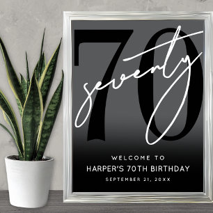 Poster Placa de Boas-Vindas de Aniversário de 70 Anos com