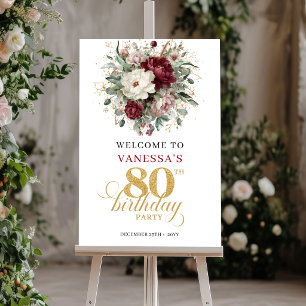 Poster Placa de Boas-Vindas de Aniversário de 80 Anos Ros