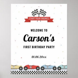 Poster Placa de Boas-Vindas de Aniversário de Carro de Co