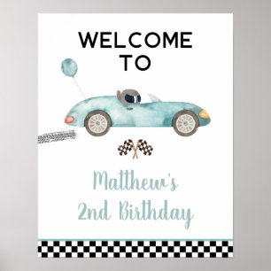 Poster Placa de Boas-Vindas de Aniversário de Carro de Co