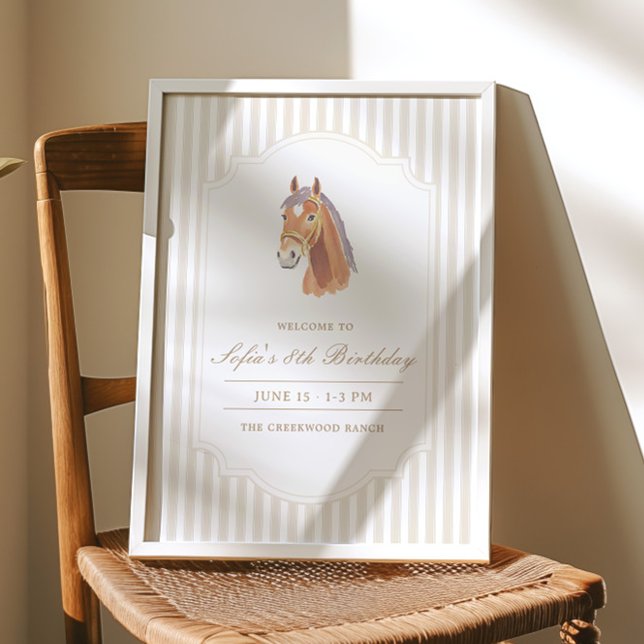 Poster Placa de Boas-Vindas de Aniversário de Cavalo com  (Criador carregado)