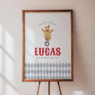Poster Placa de Boas-Vindas de Aniversário de Circo Vinta