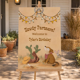 Poster Placa de Boas-Vindas de Aniversário de Cowboy do O