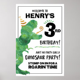 Poster Placa de Boas-Vindas de Aniversário de Dinossauro