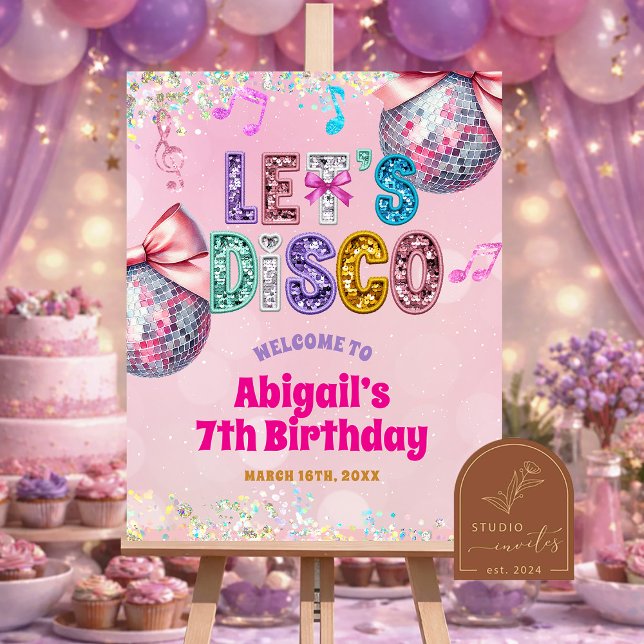 Poster Placa de Boas-Vindas de Aniversário de Discoteca c (Criador carregado)