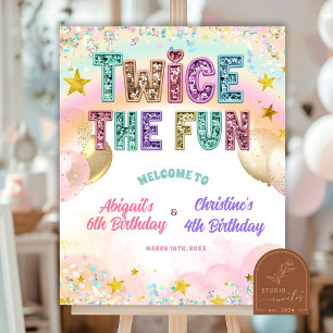 Poster Placa de Boas-Vindas de Aniversário Duplo com Lant
