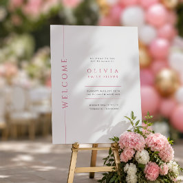Poster Placa de Boas-Vindas de Bat Mitzvah Rosa Quente e 