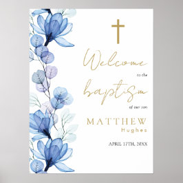Poster Placa de Boas-Vindas de Batismo Floral Transparent