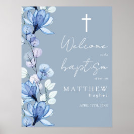 Poster Placa de Boas-Vindas de Batismo Floral Transparent