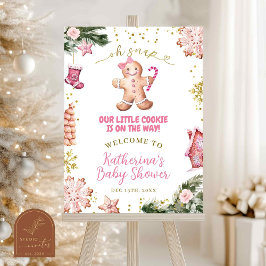 Poster Placa de Boas-Vindas de Biscoito de Gengibre Rosa