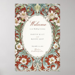 Poster Placa de Boas-Vindas de Casamento Art Nouveau Eleg