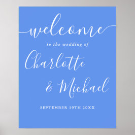 Poster Placa de Boas-Vindas de Casamento Azul Centáurea M