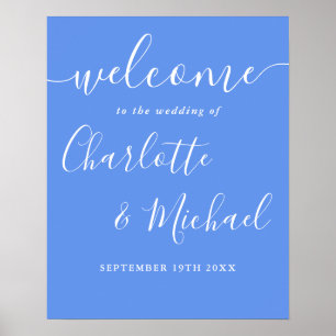 Poster Placa de Boas-Vindas de Casamento Azul Centáurea M