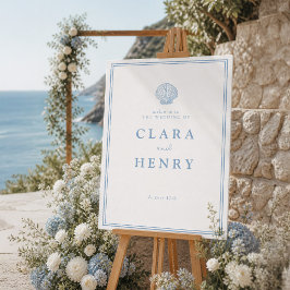 Poster Placa de Boas-Vindas de Casamento Azul Costeira