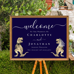 Poster Placa de Boas-Vindas de Casamento Azul-Marinho com