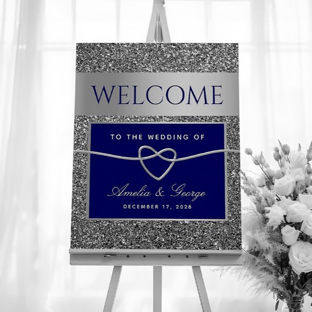 Poster Placa de Boas-Vindas de Casamento Azul Real (Criador carregado)