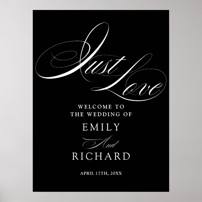 Poster Placa de Boas-Vindas de Casamento Black And White  (Frente)