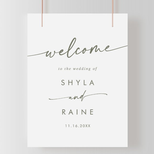 Poster Placa de Boas-Vindas de Casamento Boho Chic Verde  (Criador carregado)