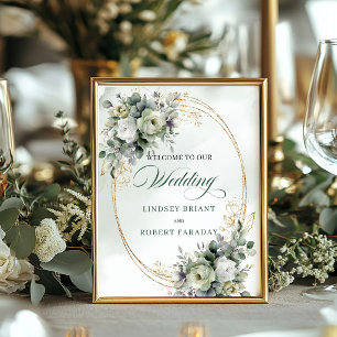 Poster Placa de Boas-Vindas de Casamento Botânico Boho Ro