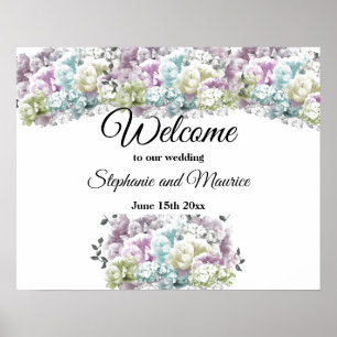 Poster Placa de Boas-Vindas de Casamento Buquê Floral Var