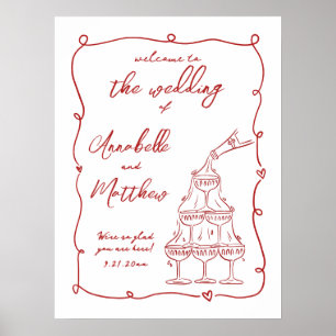 Poster Placa de Boas-Vindas de Casamento Caprichosa Desen