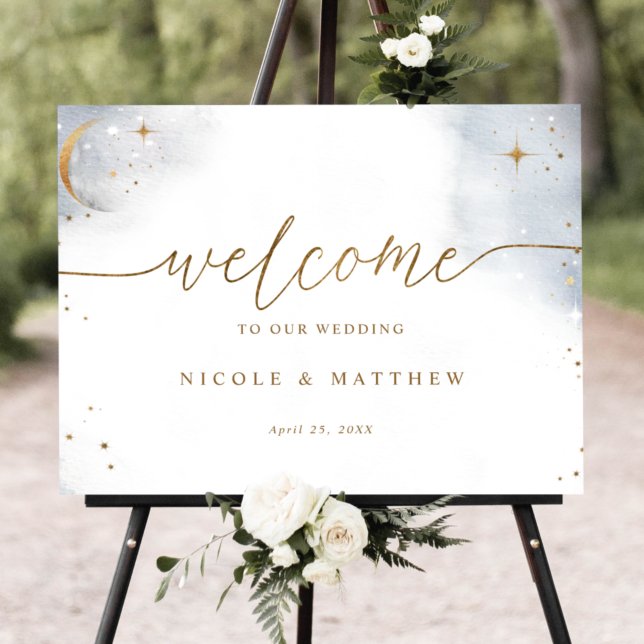 Poster Placa de Boas-Vindas de Casamento Celestial Elegan (Criador carregado)