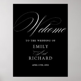 Poster Placa de Boas-Vindas de Casamento Chic Script Pret