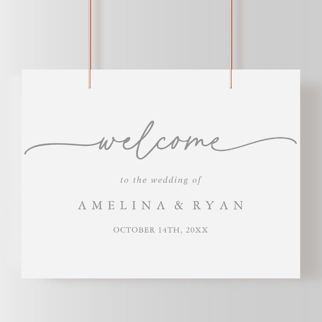 Poster Placa de Boas-Vindas de Casamento Cinza Simples Mi (Criador carregado)