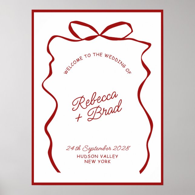 Poster Placa de Boas-Vindas de Casamento com Arco Desenha (Frente)