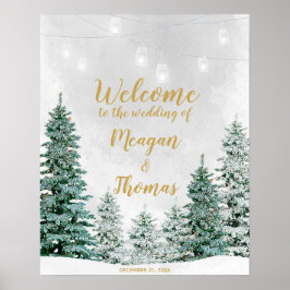 Póster Placa de boas-vindas de casamento com árvore de Na