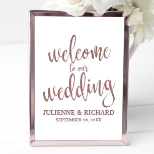 Póster Placa de Boas-Vindas de Casamento com Brilho Doura