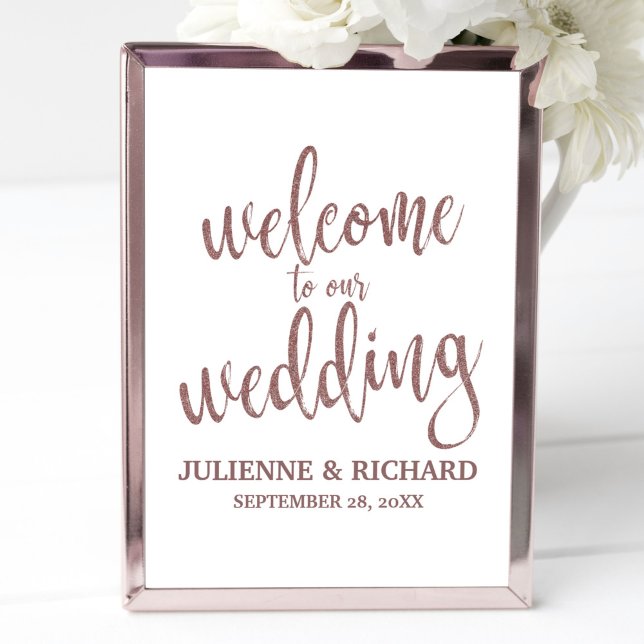Póster Placa de Boas-Vindas de Casamento com Brilho Doura (Criador carregado)