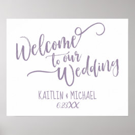 Póster Placa de Boas-Vindas de Casamento com Caligrafia d