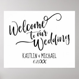 Póster Placa de Boas-Vindas de Casamento com Caligrafia d