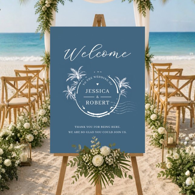 Poster Placa de Boas-Vindas de Casamento com Carimbo Cost (Destination Wedding Welcome Sign)
