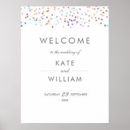 Poster Placa de Boas-Vindas de Casamento com Confetes Arc