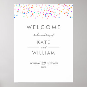 Poster Placa de Boas-Vindas de Casamento com Confetes Arc