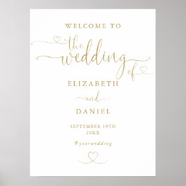 Poster Placa de Boas-Vindas de Casamento com Coração de O