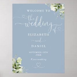 Poster Placa de Boas-Vindas de Casamento com Coração em A