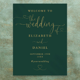 Poster Placa de Boas-Vindas de Casamento com Coração em E
