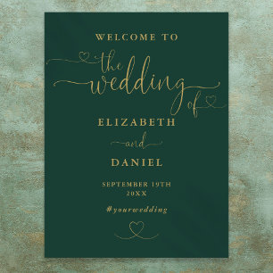Poster Placa de Boas-Vindas de Casamento com Coração em E
